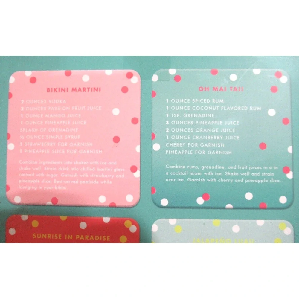 LADY JAYNE LTD. TROPICAL COCKTAIL COASTERS WITH RECIPES SET OF 12